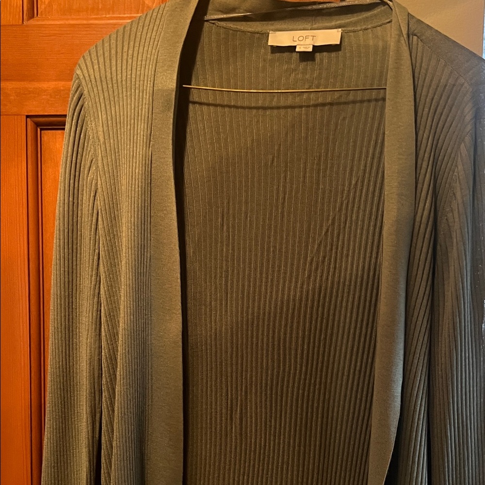 LOFT Sage Green Open Front Cardigan